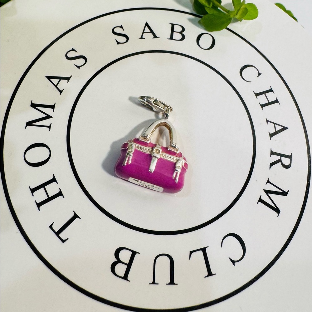 Thomas Sabo Purple Enamel Handbag 925 Sterling Silver Lobster Clasp Charm